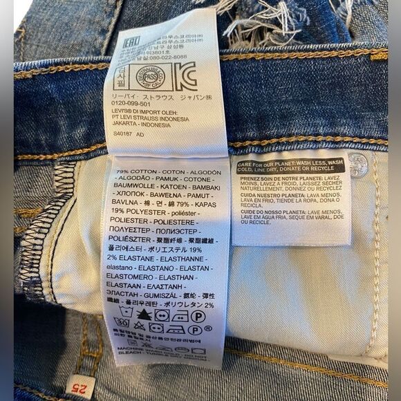Levi’s Sz 25 Blue Denim Frayed Cut-Off Shorty Summer Jean Shorts - Picture 6 of 6